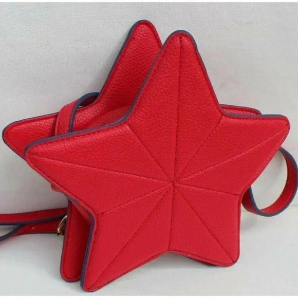 Vintage NOS Retro Red Leather Star Patriotic Crossbody Purse - Picture 2 of 4